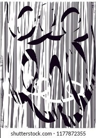 Distressed background in black and white texture with  dark spots, scratches and lines. Abstract vector illustration