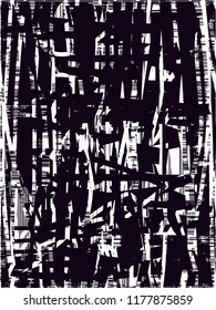 Distressed background in black and white texture with  dark spots, scratches and lines. Abstract vector illustration