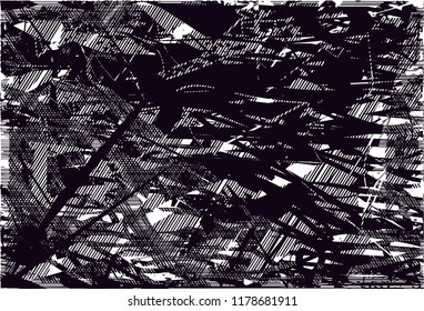 Distressed background in black and white texture with  dark spots, scratches and lines. Abstract vector illustration