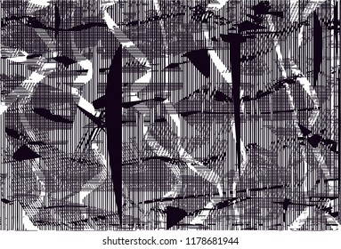 Distressed background in black and white texture with  dark spots, scratches and lines. Abstract vector illustration