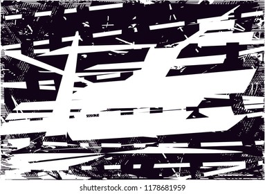 Distressed background in black and white texture with  dark spots, scratches and lines. Abstract vector illustration