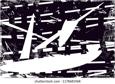 Distressed background in black and white texture with  dark spots, scratches and lines. Abstract vector illustration