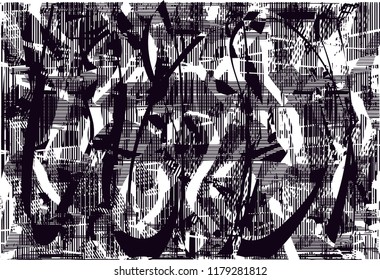 Distressed background in black and white texture with  dark spots, scratches and lines. Abstract vector illustration