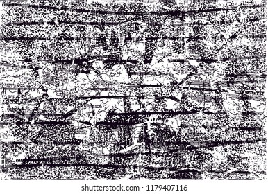 Distressed background in black and white texture with  dark spots, scratches and lines. Abstract vector illustration