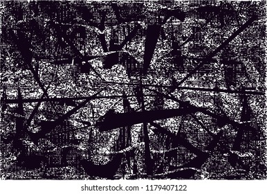 Distressed background in black and white texture with  dark spots, scratches and lines. Abstract vector illustration