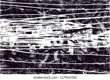 Distressed background in black and white texture with  dark spots, scratches and lines. Abstract vector illustration