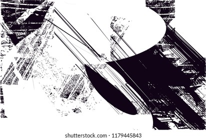 Distressed background in black and white texture with  dark spots, scratches and lines. Abstract vector illustration