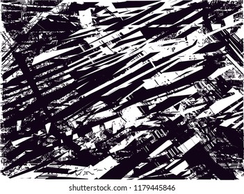Distressed background in black and white texture with  dark spots, scratches and lines. Abstract vector illustration