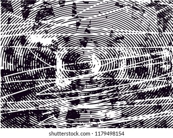Distressed background in black and white texture with  dark spots, scratches and lines. Abstract vector illustration