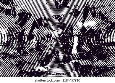 Distressed background in black and white texture with  dark spots, scratches and lines. Abstract vector illustration