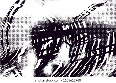 Distressed background in black and white texture with  dark spots, scratches and lines. Abstract vector illustration