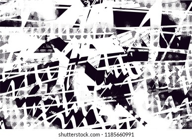 Distressed background in black and white texture with  dark spots, scratches and lines. Abstract vector illustration