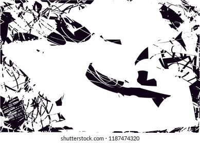 Distressed background in black and white texture with  dark spots, scratches and lines. Abstract vector illustration