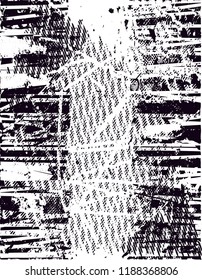 Distressed background in black and white texture with  dark spots, scratches and lines. Abstract vector illustration