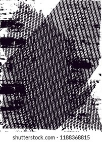 Distressed background in black and white texture with  dark spots, scratches and lines. Abstract vector illustration