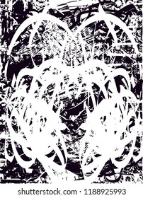 
Distressed background in black and white texture with  dark spots, scratches and lines. Abstract vector illustration