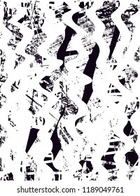 Distressed background in black and white texture with  dark spots, scratches and lines. Abstract vector illustration