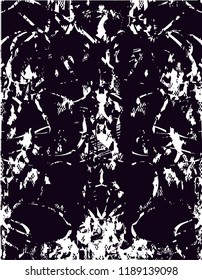 Distressed background in black and white texture with  dark spots, scratches and lines. Abstract vector illustration