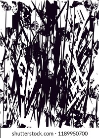 Distressed background in black and white texture with  dark spots, scratches and lines. Abstract vector illustration