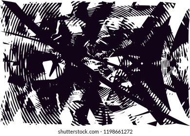Distressed background in black and white texture with  dark spots, scratches and lines. Abstract vector illustration