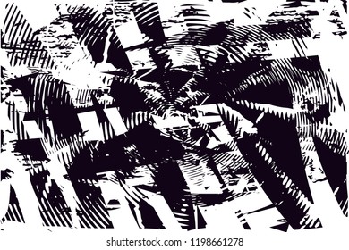 Distressed background in black and white texture with  dark spots, scratches and lines. Abstract vector illustration