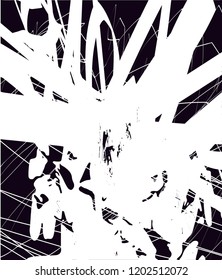 Distressed background in black and white texture with dots, spots, scratches and lines. Abstract vector illustration