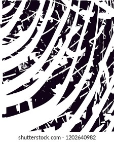 Distressed background in black and white texture with dots, spots, scratches and lines. Abstract vector illustration