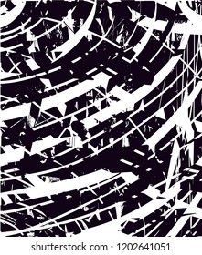 Distressed background in black and white texture with dots, spots, scratches and lines. Abstract vector illustration