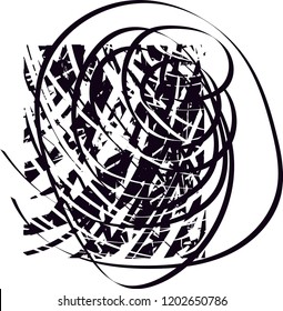 Distressed background in black and white texture with dots, spots, scratches and lines. Abstract vector illustration