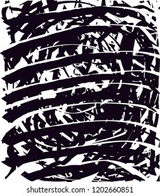 Distressed background in black and white texture with dots, spots, scratches and lines. Abstract vector illustration