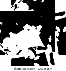 Distressed background in black and white texture with dots, spots, scratches and lines. Abstract vector illustration