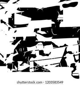 Distressed background in black and white texture with dots, spots, scratches and lines. Abstract vector illustration