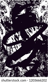 Distressed background in black and white texture with dots, spots, scratches and lines. Abstract vector illustration