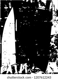 Distressed background in black and white texture with dots, spots, scratches and lines. Abstract vector illustration