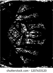 Distressed background in black and white texture with dots, spots, scratches and lines. Abstract vector illustration