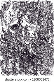 Distressed background in black and white texture with dots, spots, scratches and lines. Abstract vector illustration