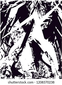Distressed background in black and white texture with dots, spots, scratches and lines. Abstract vector illustration