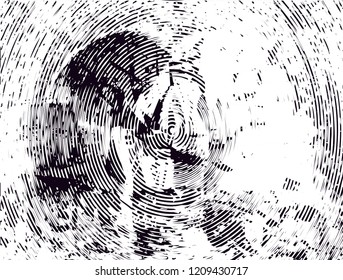 Distressed background in black and white texture with dots, spots, scratches and lines. Abstract vector illustration