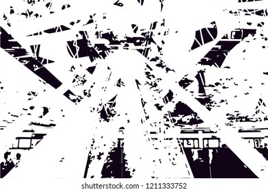 Distressed background in black and white texture with dots, spots, scratches and lines. Abstract vector illustration