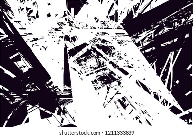 Distressed background in black and white texture with dots, spots, scratches and lines. Abstract vector illustration
