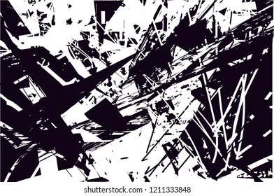 Distressed background in black and white texture with dots, spots, scratches and lines. Abstract vector illustration