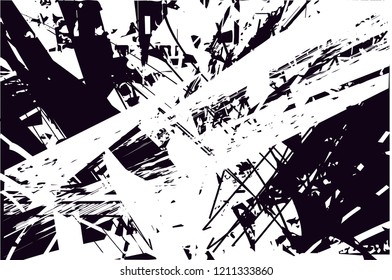 Distressed background in black and white texture with dots, spots, scratches and lines. Abstract vector illustration
