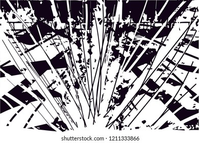 Distressed background in black and white texture with dots, spots, scratches and lines. Abstract vector illustration