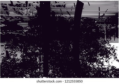 Distressed background in black and white texture with dots, spots, scratches and lines. Abstract vector illustration