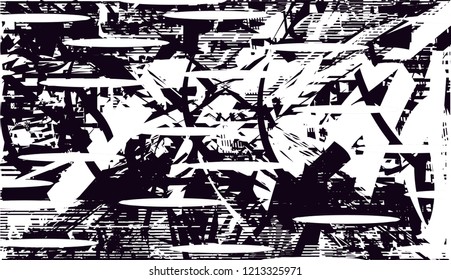 Distressed background in black and white texture with dots, spots, scratches and lines. Abstract illustration