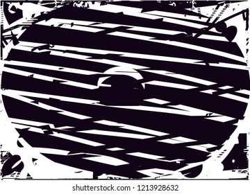 Distressed background in black and white texture with circles
dots, spots, scratches and lines. Abstract illustration
