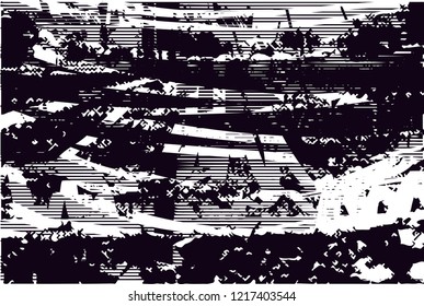 Distressed background in black and white texture with dots, spots, scratches and lines. Abstract vector illustration