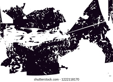 Distressed background in black and white texture with dots, spots, scratches and lines. Abstract vector illustration