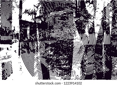 Distressed background in black and white texture with dots, spots, scratches and circles. Abstract vector illustration