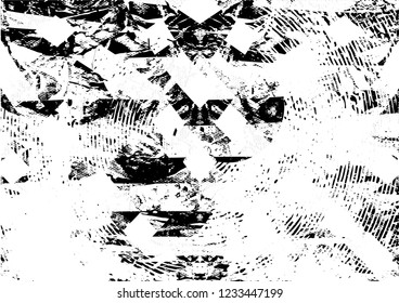 Distressed background in black and white texture from leaves, with dots, spots, scratches and lines. Abstract vector illustration